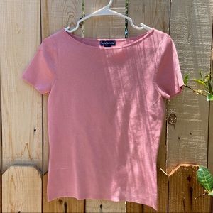 Vintage Ann Taylor Pink Boatneck Silk Sweater